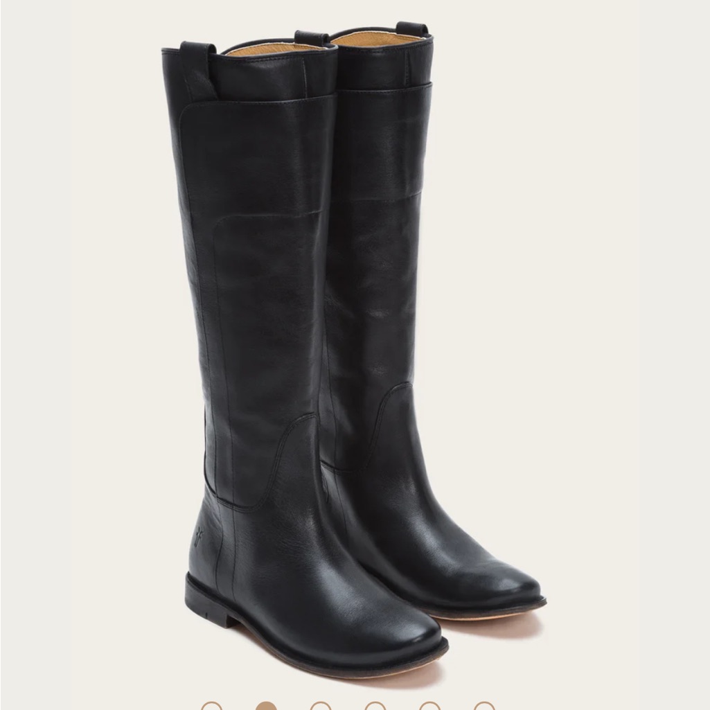 Frye Paige Tall Riding Boot In Black Leather, Size 6.5